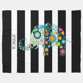 Manta Polar Elefante Cuto Y Bandas Negras Y Blancas