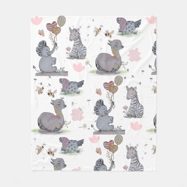 Manta Polar "Elefante de Elefante y Polka Hen" (Anverso)