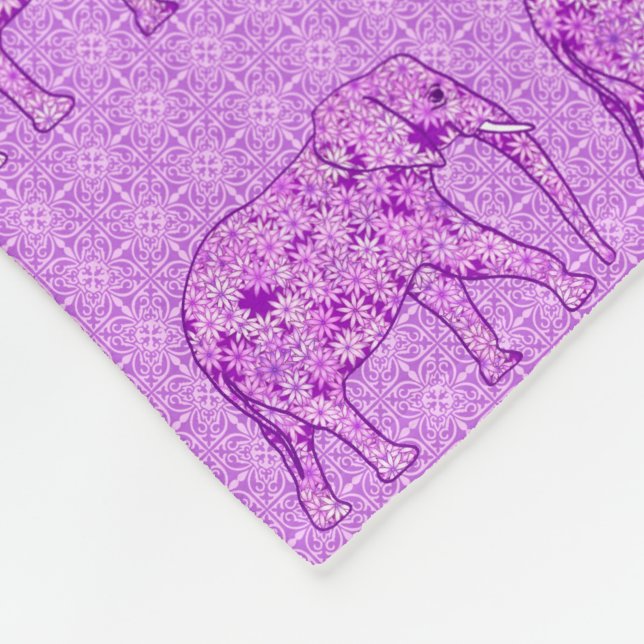 Manta Polar elefante de flores - ametismo morado (Esquina)