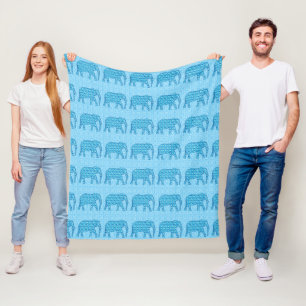 Manta Polar Elefante de la flor de Lotus - turquesa