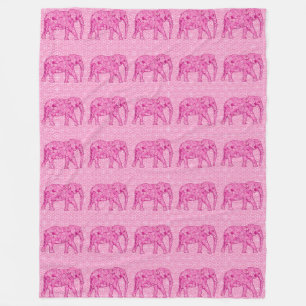 Manta Polar Elefante de las flores - rosa fucsia