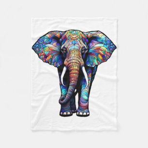 Manta Polar Elefante de vidrio manchado Multicolor 3
