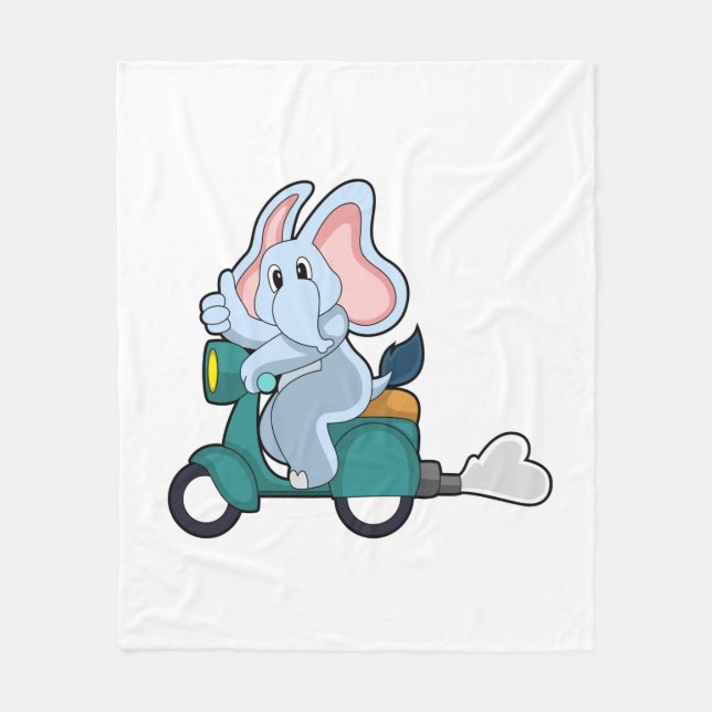 Manta Polar Elefante en bicicleta con Scooter (Anverso)