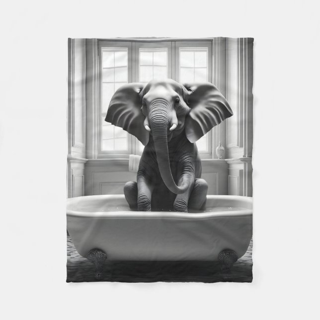Manta Polar Elefante en el baño (Anverso)