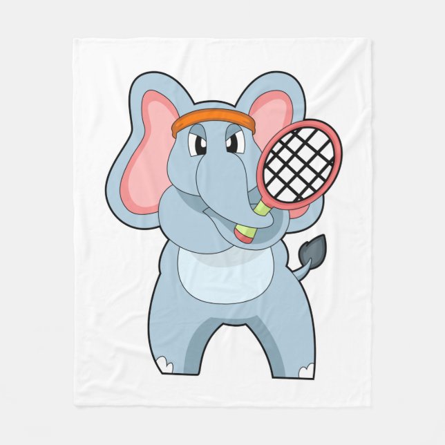 Manta Polar Elefante en el tenis con raqueta de tenis (Anverso)