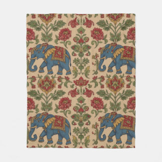 Manta Polar Elefante Floral Kalamkari – Folclore Indio Tradici