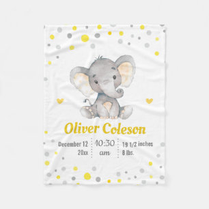Manta Polar Elefante gris amarillo Polka Punto bebé estrena g