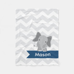 Manta Polar Elefante gris personalizado de Chevron de los
