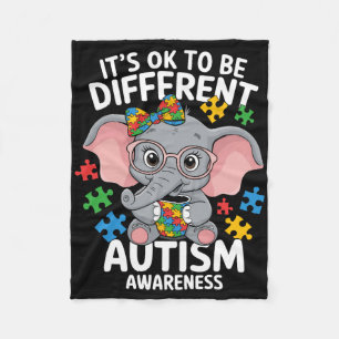 Manta Polar Elefante lindo Distinto Autismo Conciencia Rompeca