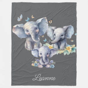 Manta Polar Elefante lindo personalizado