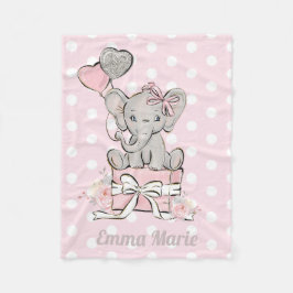 Manta Polar Elefante niña bebe rosa globos de brillo plateado