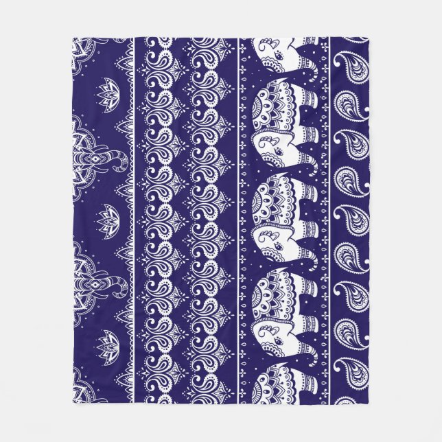 Manta Polar Elefante, paisley: patrón de cosecha tribal. (Anverso)