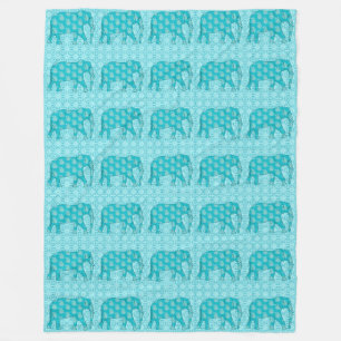 Manta Polar Elefante paisley - turquesa y aqua