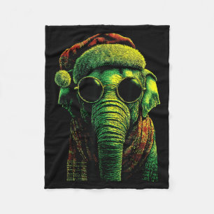 Manta Polar Elefante Punk Con Gafas de Sol Gorro de Santa Navi