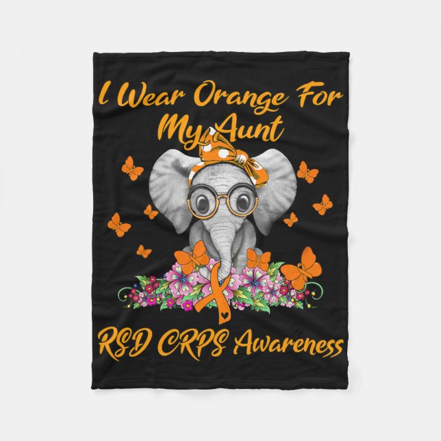 Manta Polar Elefante Que Uso Naranja Por Mi Tía Rsd Crps Aware (Anverso)