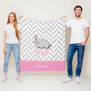 Manta Polar Elefante rosa bebé - Personalizado