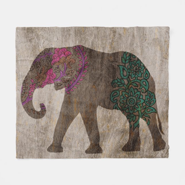 Manta Polar Elefante tribal asiático zen (Frente (Horizontal))
