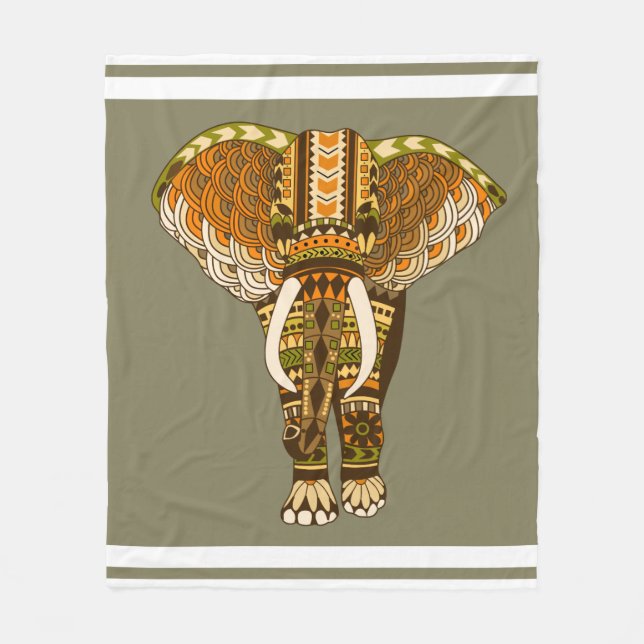 Manta Polar Elefante tribal de etnia africana hues (Anverso)