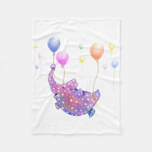 Manta Polar Elefante volando con globos de bebé