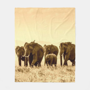 Manta Polar Elefantes caminando Fleece Blanket