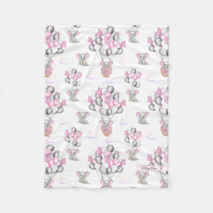 Manta Polar Elefantes Cute Globos y Nubes Niña Bebé