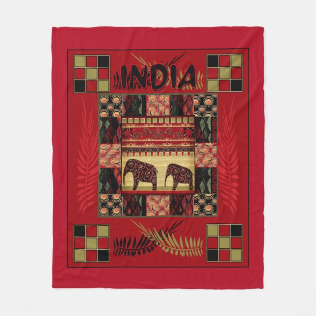 Manta Polar elefantes étnicos de India (Anverso)