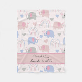 Manta Polar Elefantes Rosa Azules Arcoíris Guardería 