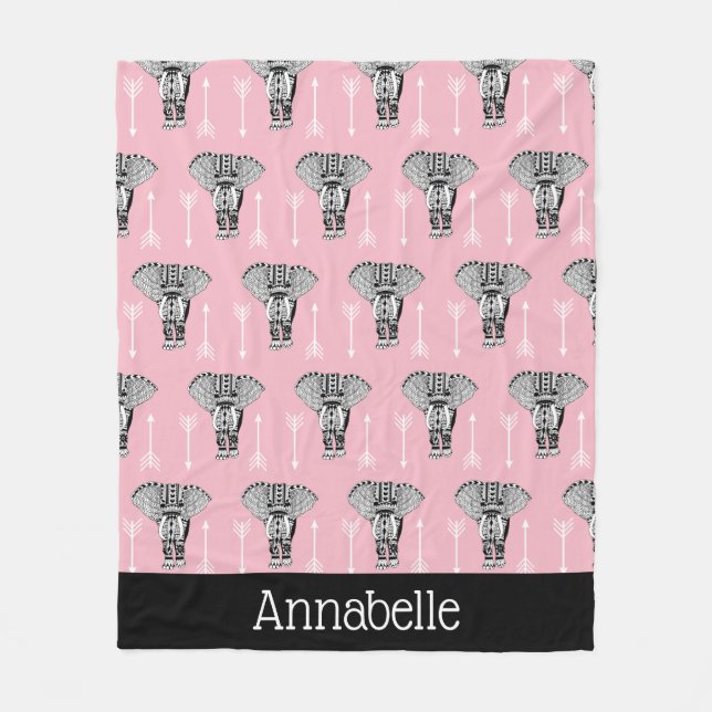 Manta Polar Elefantes tropicales y Flechas Blancas (Anverso)