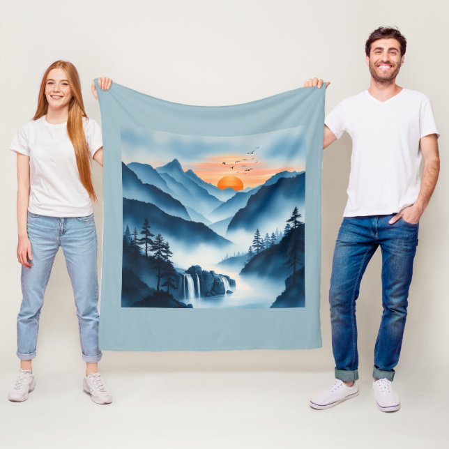 Manta Polar Elegancia en Azul (In situ)