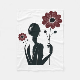 Manta Polar Elegancia etérea - Mujer y flores