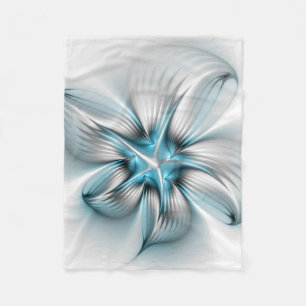 Manta Polar Elegancia floral arte contemporáneo abstracto azul