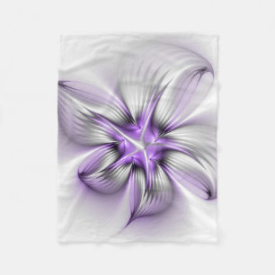 Manta Polar Elegancia floral arte contemporáneo abstracto viol