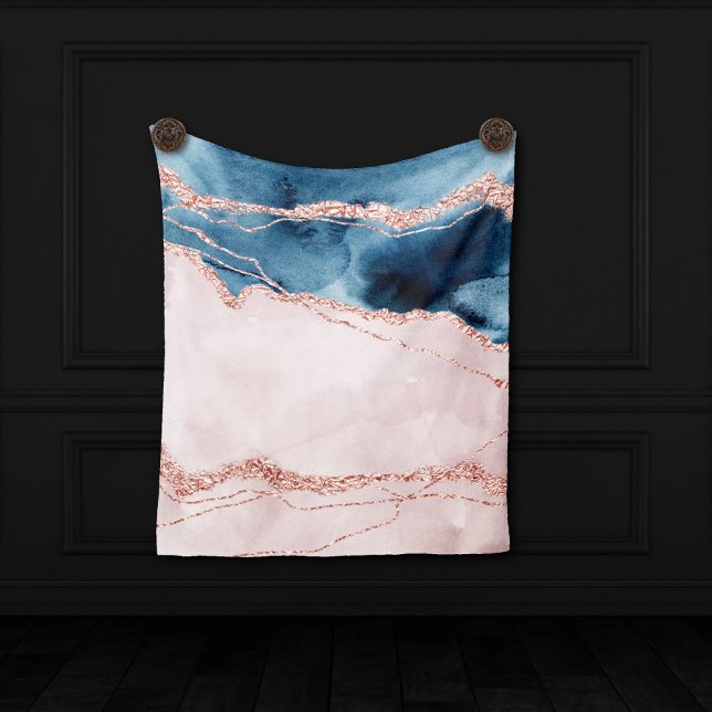 Manta Polar Elegancia mística | Agante de oro azul y Rosa Verd (Subido por el creador)