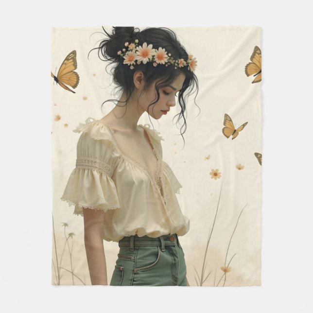 Manta Polar Elegancia suave en una danza de mariposa (Anverso)