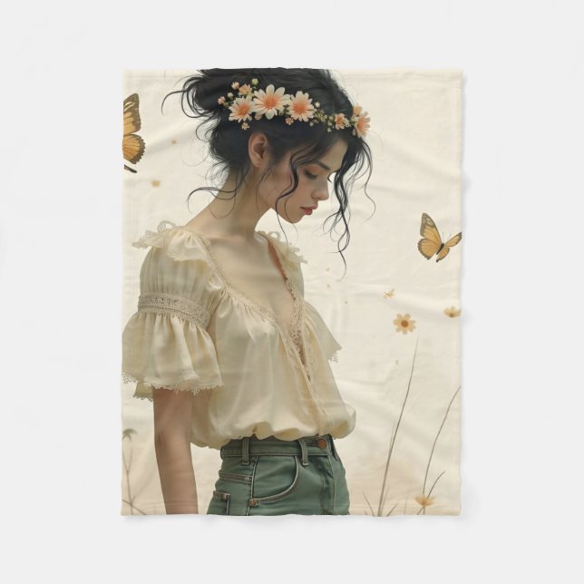 Manta Polar Elegancia suave en una danza de mariposa (Anverso)