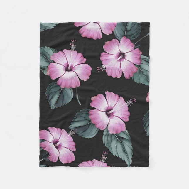Manta Polar Elegancia tropical: diseño de color rosa hibiscus  (Anverso)