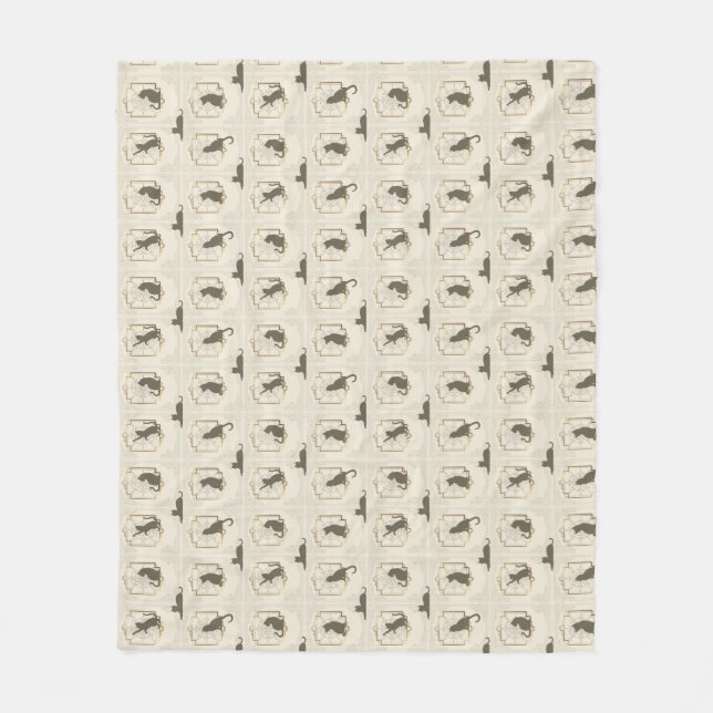Manta Polar Elegant Art Deco Cats - Beige (Anverso)