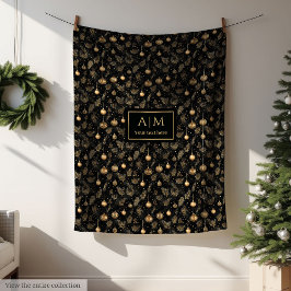 Manta Polar Elegant black and gold watercolor festive throw