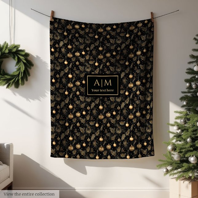 Manta Polar Elegant black and gold watercolor festive throw (Elegant black and gold watercolor festive throw blanket)