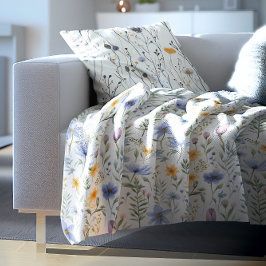 Manta Polar Elegant Blue Purple Watercolor Wildflower 