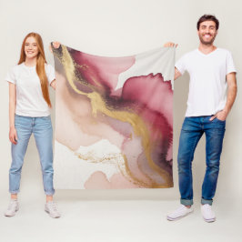 Manta Polar Elegant Burgundy and Gold Watercolor Art