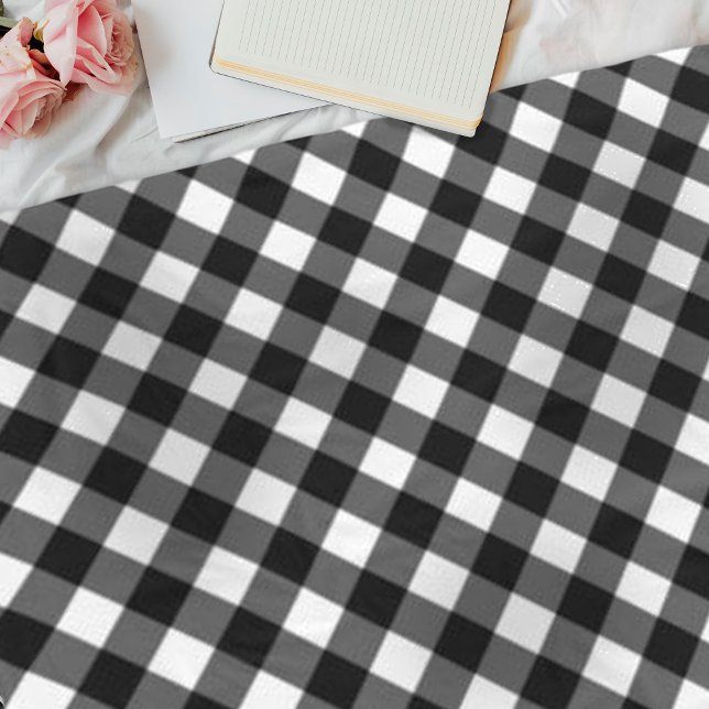 Manta Polar Elegant Cute Gingham Check Fleece Blanket (Elegant cute black and white gingham check fleece blanket)