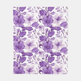 Manta Polar Elegant floral pattern in purple tones