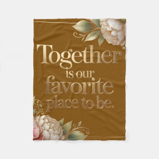 Manta Polar Elegant Gold Floral Typography (Anverso)