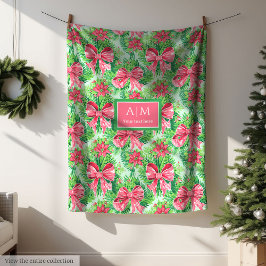 Manta Polar Elegant green and pink watercolor preppy blanket