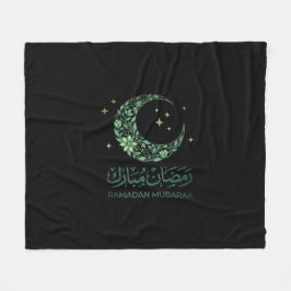 Manta Polar Elegant Green Floral Crescent Ramadan Mubarak Arab