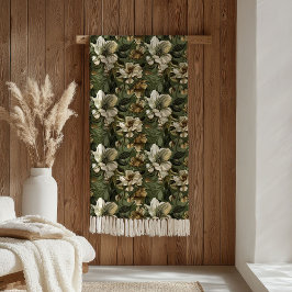 Manta Polar Elegant Green Gold Blanket Botanical Chic Accent