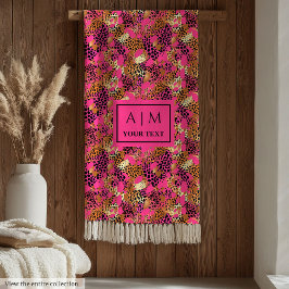 Manta Polar Elegant hot pink watercolor leopard skin blanket