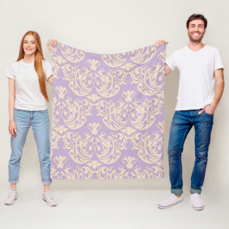 Manta Polar Elegant Lavender Baroque Damask Fleece Blanket
