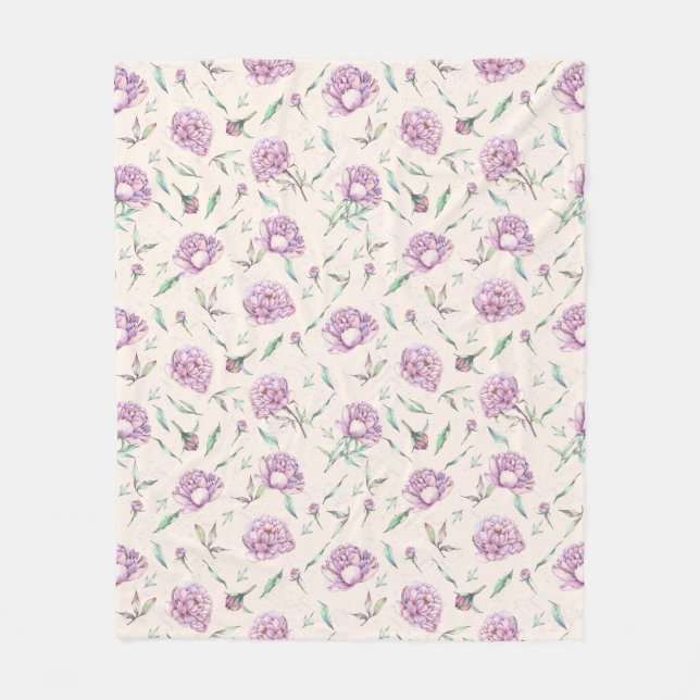 Manta Polar Elegant Lilac Floral Blanket, Soft Purple Roses (Anverso)